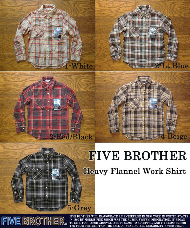 FiveBrotherファイブブラザー正規代理店/ヘビーフランネルシャツ/三重 