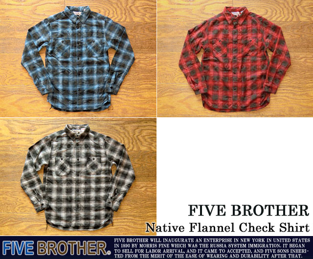 [FIVE BROTHER]ファイブブラザー-ネイティブネルチェックワークシャツ