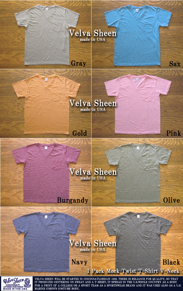 ベルバシーン-1pkモックツイストTシャツ（Vネック）