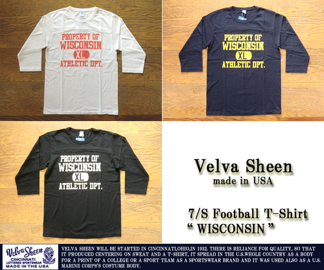 [VelvaSheen]ベルバシーン-7分袖プリントフットボールTシャツ