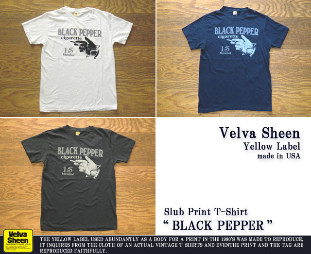 ベルバシーンイエローレーベル-スラブプリントTシャツ“BLACK PEPPER”