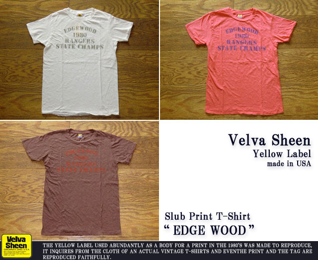 ベルバシーンイエローレーベル-スラブプリントTシャツ“EDGE WOOD”