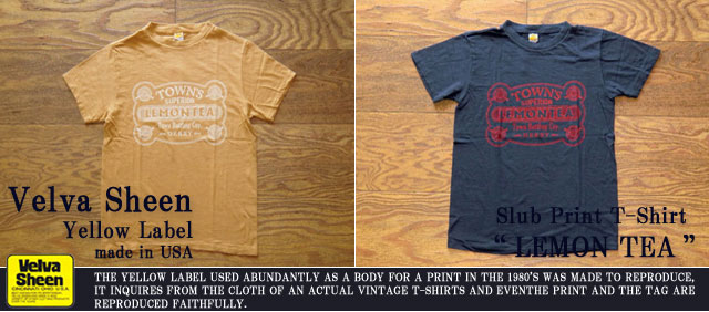 ベルバシーンイエローレーベル-スラブプリントTシャツ“LEMON TEA”