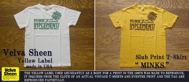 ベルバシーンイエローレーベル-スラブプリントTシャツ“Mink's Clipper”