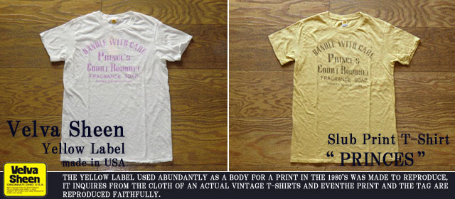 ベルバシーンイエローレーベル-スラブプリントTシャツ“PRINCES”