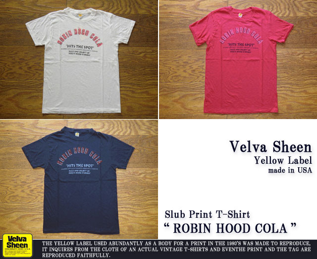 ベルバシーンイエローレーベル-スラブプリントTシャツ“ROBIN HOOD COLA”