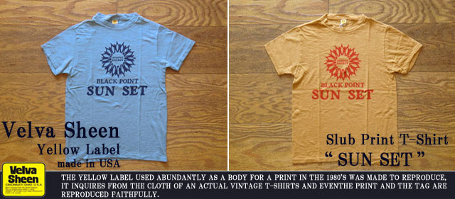 ベルバシーンイエローレーベル-スラブプリントTシャツ“SUN SET”