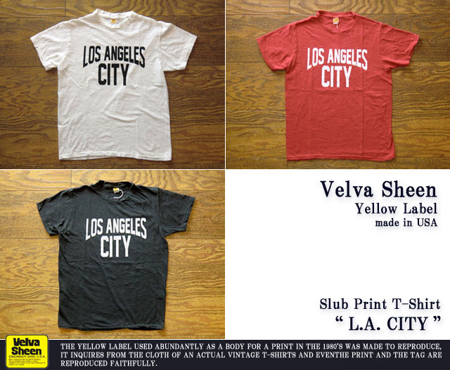 ベルバシーンイエローレーベル-スラブプリントTシャツ“L.A.CITY”