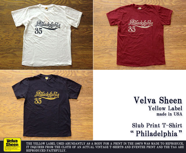 [Velva Sheen Yellow Label]ベルバシーンイエローレーベル-スラブプリントTシャツ“Philadelphia”